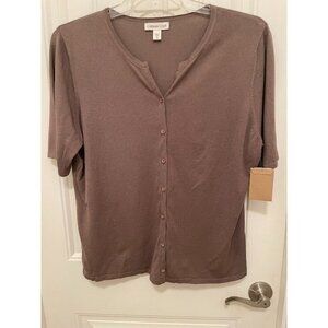 Coldwater Creek Brown Button-Down Cardigan Women's sz  S short‎ sleeve